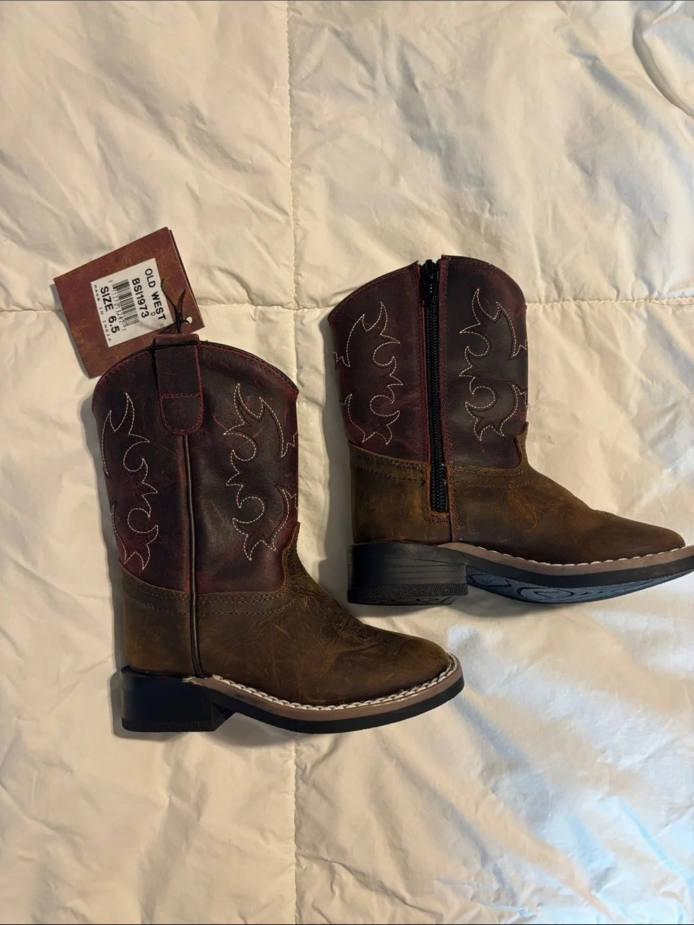Kids Brown and Burgundy Cowboy Boots